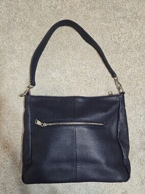 Befen Navy Blue Genuine Leather Hobo Shoulder Bag Minimalist